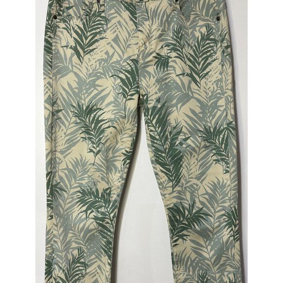 Parker Smith Palm Springs Green Leaf Print Ava Crop Skinny Jeans Size 30 EUC - Picture 6 of 14